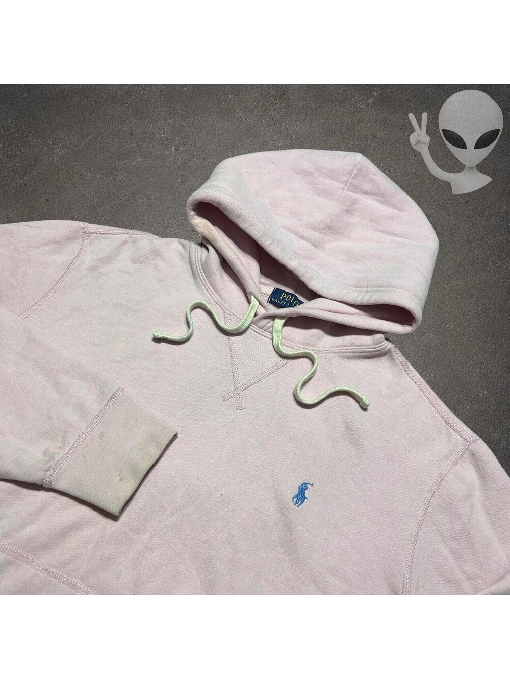 Polo Ralph Lauren Pullover Hoodie Men's Size L Pink Fleece Blue Pony Preppy